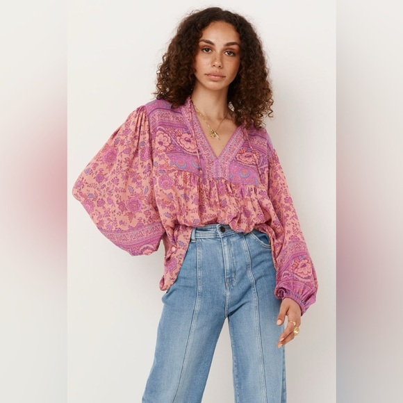 Spell & The Gypsy Collective Folk Song Boho Floral Peasant Blouse in Blossom XS - Picture 6 of 15